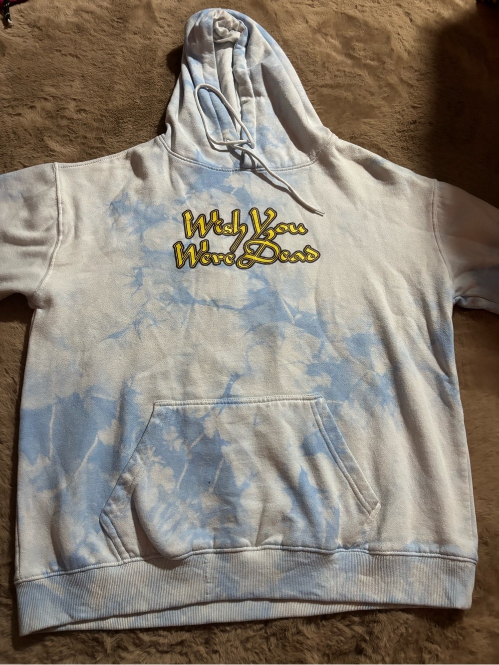 Assholes Live Forever Wish You Were Dead Hoodie Blue Tie-Dye Size L ALF